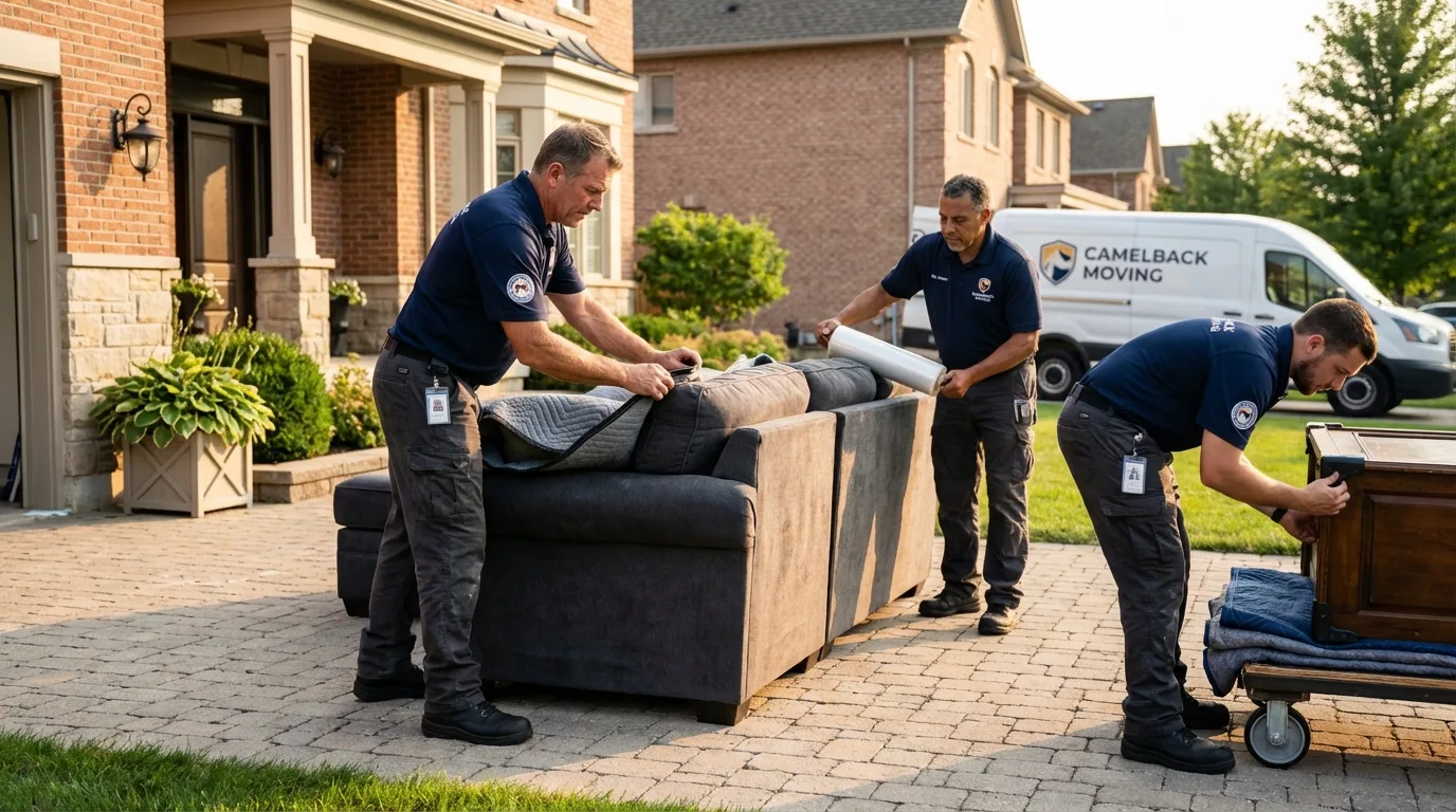 Large estate moving crew wrapping furniture in Chester, NY